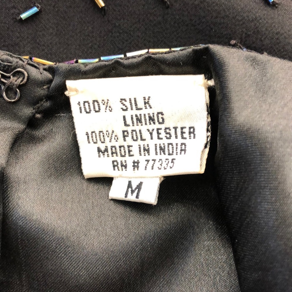 Scala Black 100% Silk Beaded Sleeveless Dress - Picture 7 of 10